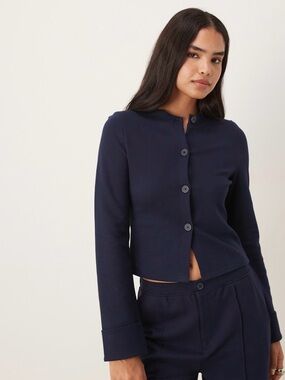 ASOS Navy Button-Front Cardigan